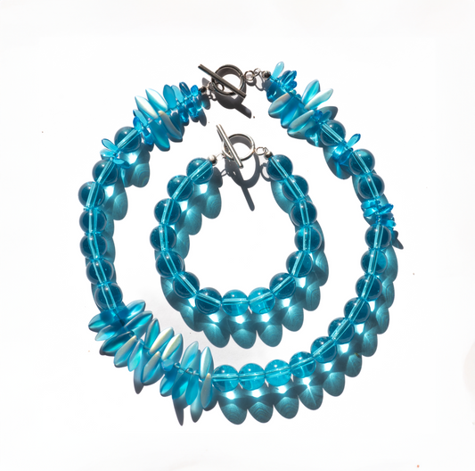 Aqua Necklace + Bracelet SET