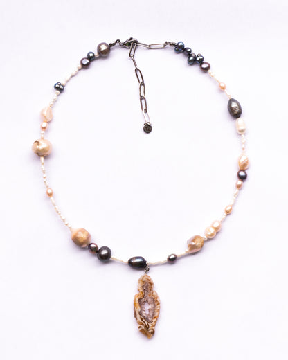 Amethyst Pearl Cluster Necklaces