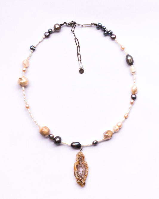 Amethyst Pearl Cluster Necklaces
