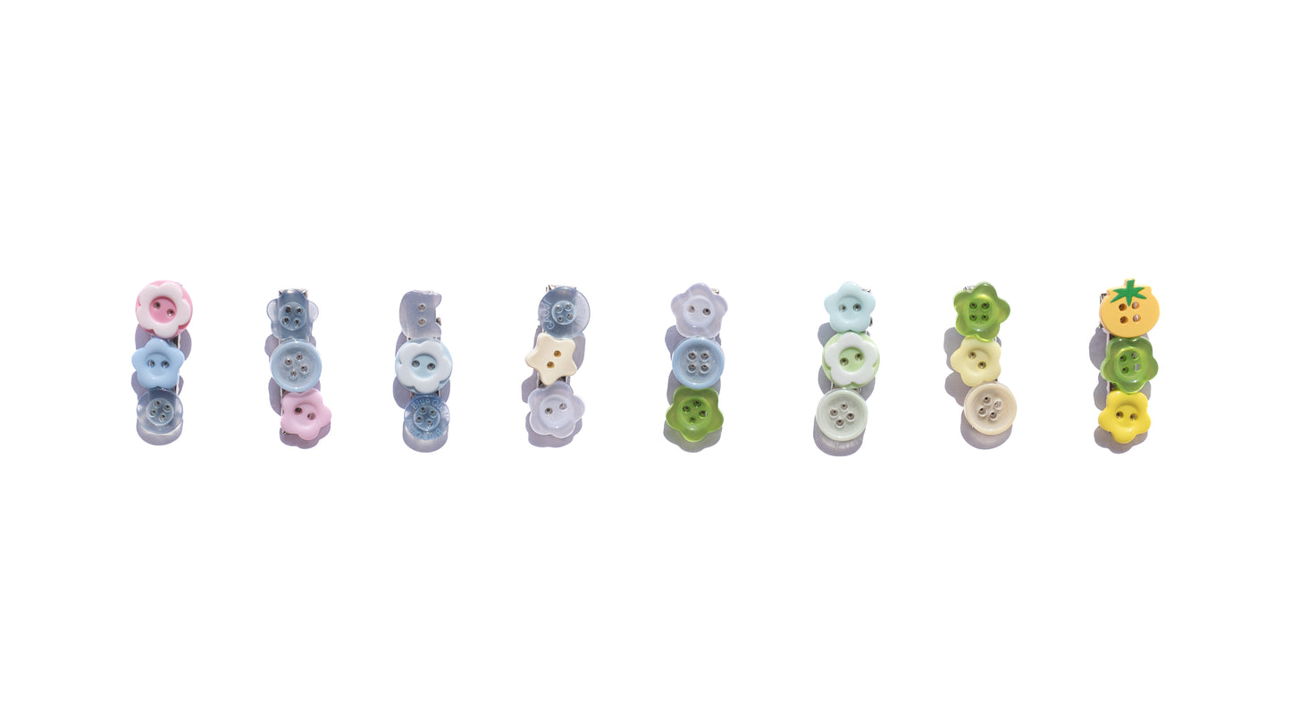 Mismatched Buttons Mini Hair Clips