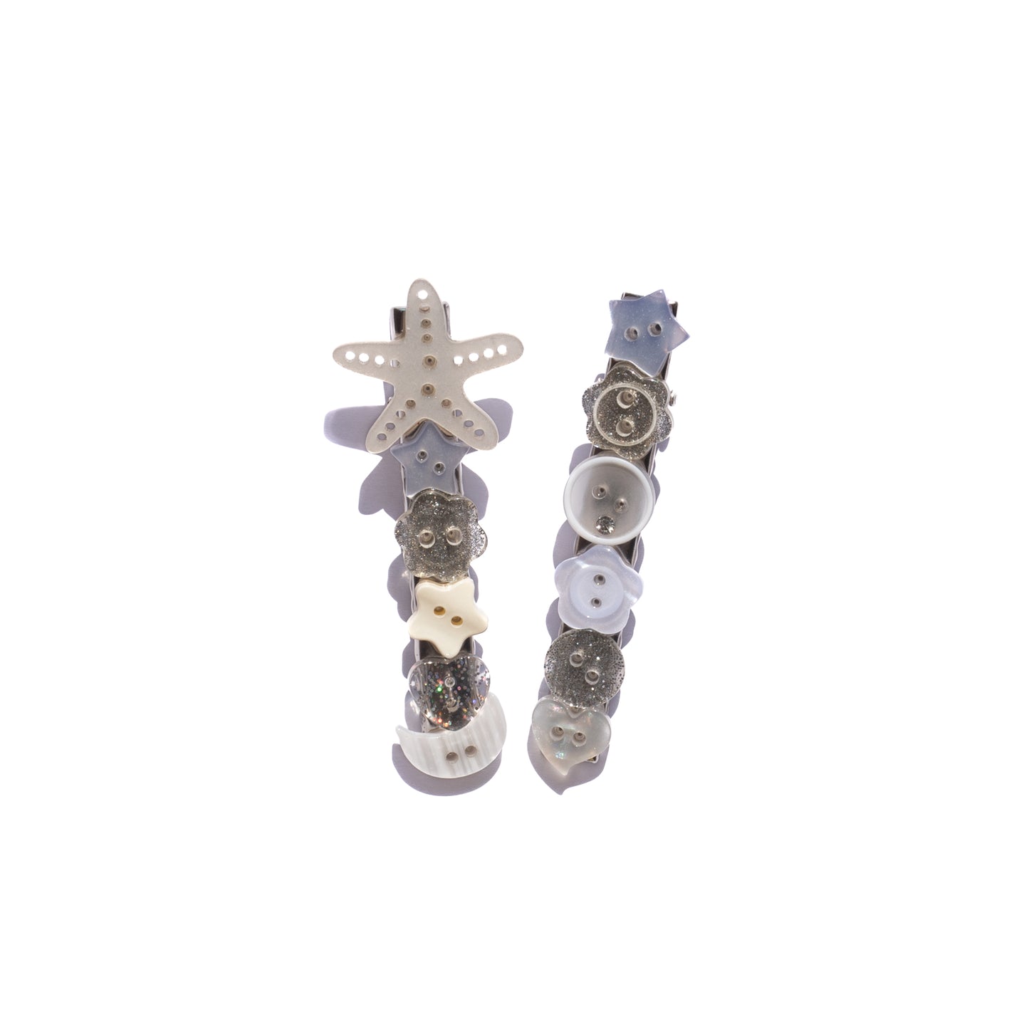 Mismatched Buttons Hair Clips – SET of 2