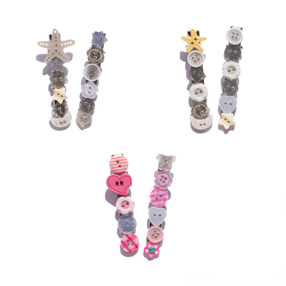 Mismatched Buttons Hair Clips – SET of 2