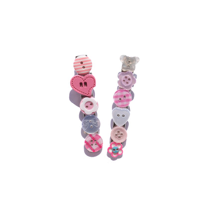 Mismatched Buttons Hair Clips – SET of 2
