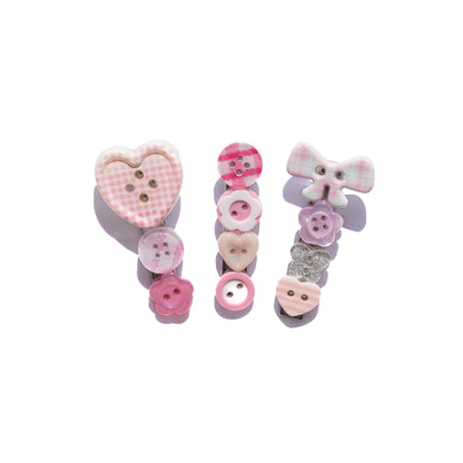 Mismatched Buttons Hair Clips – SET of 3
