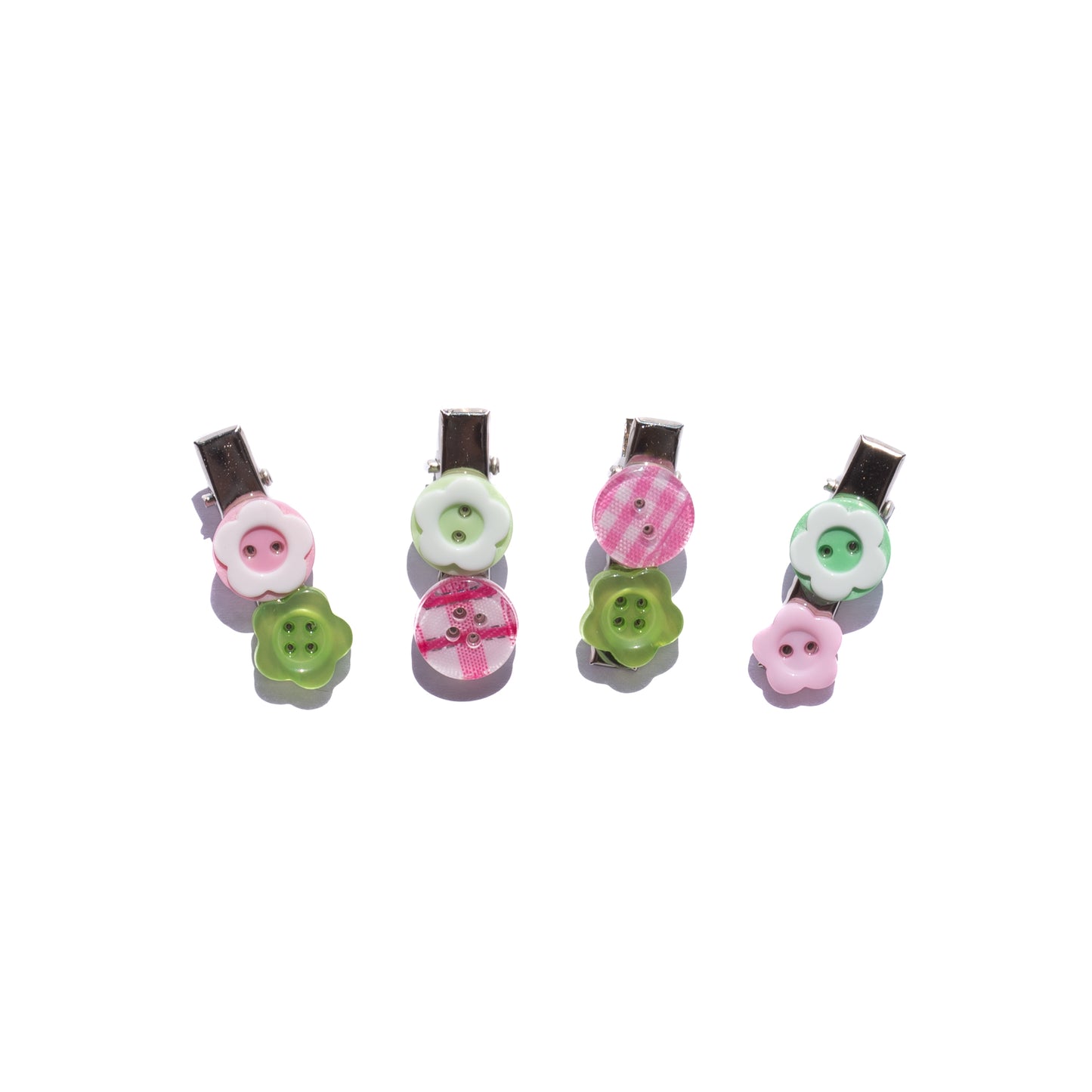 Mismatched Buttons Mini Hair Clips – SET of 4