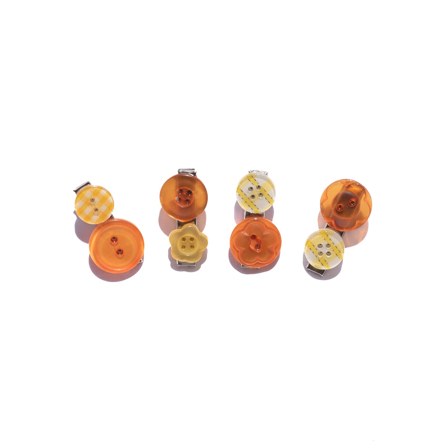Mismatched Buttons Mini Hair Clips – SET of 4